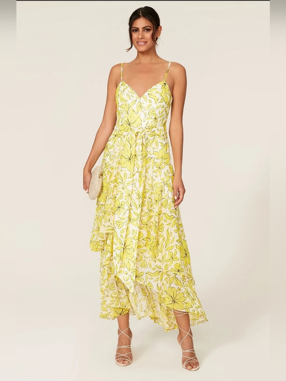 Badgley Mischka Women's Yellow Mixed Print Dress, Size 6, $795 - Picture 2 of 14